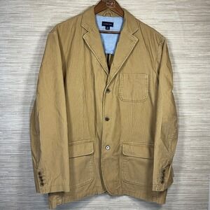 Lands End Mens Tan Corduroy Blazer Jacket XL 46/48 Sport Coat Button Front